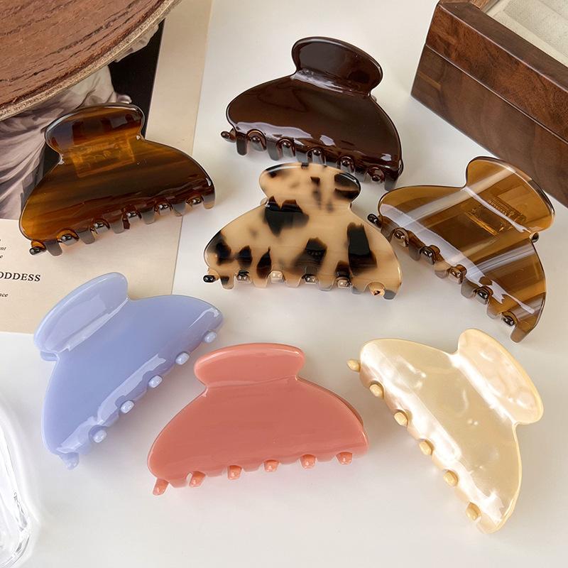 Fashion Acetate Leopard Print Hair Claws Geometric Crab Shape Clamp Styling Hair Clips for Women Girls Solid Hairpins Headdress