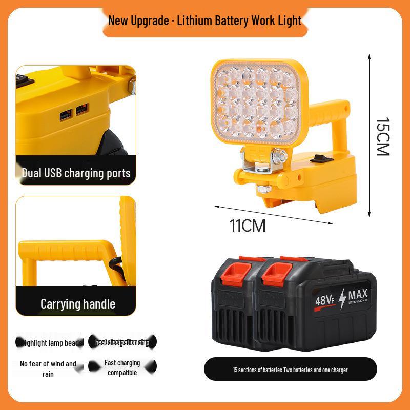 Portable Emergency Lithium Battery Floodlight for Camping, Construction, and Car Repairs