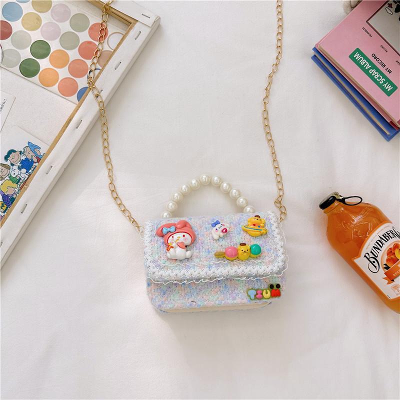 Cute Animal Design Cotton Canvas Handbag For Girls With Creative Chain Strap