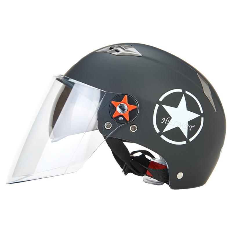[Custom] Electric Vehicle Dual-Lens Motorcycle Helmet Summer Sun Protection Windproof Unisex Riding Safety Brown lenses
