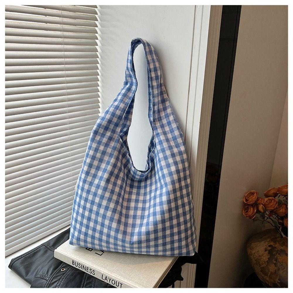 Große Kapazität Karomuster Achseltaschen Vintage Damen Handtasche Mode Einzel Schultertasche Mädchen