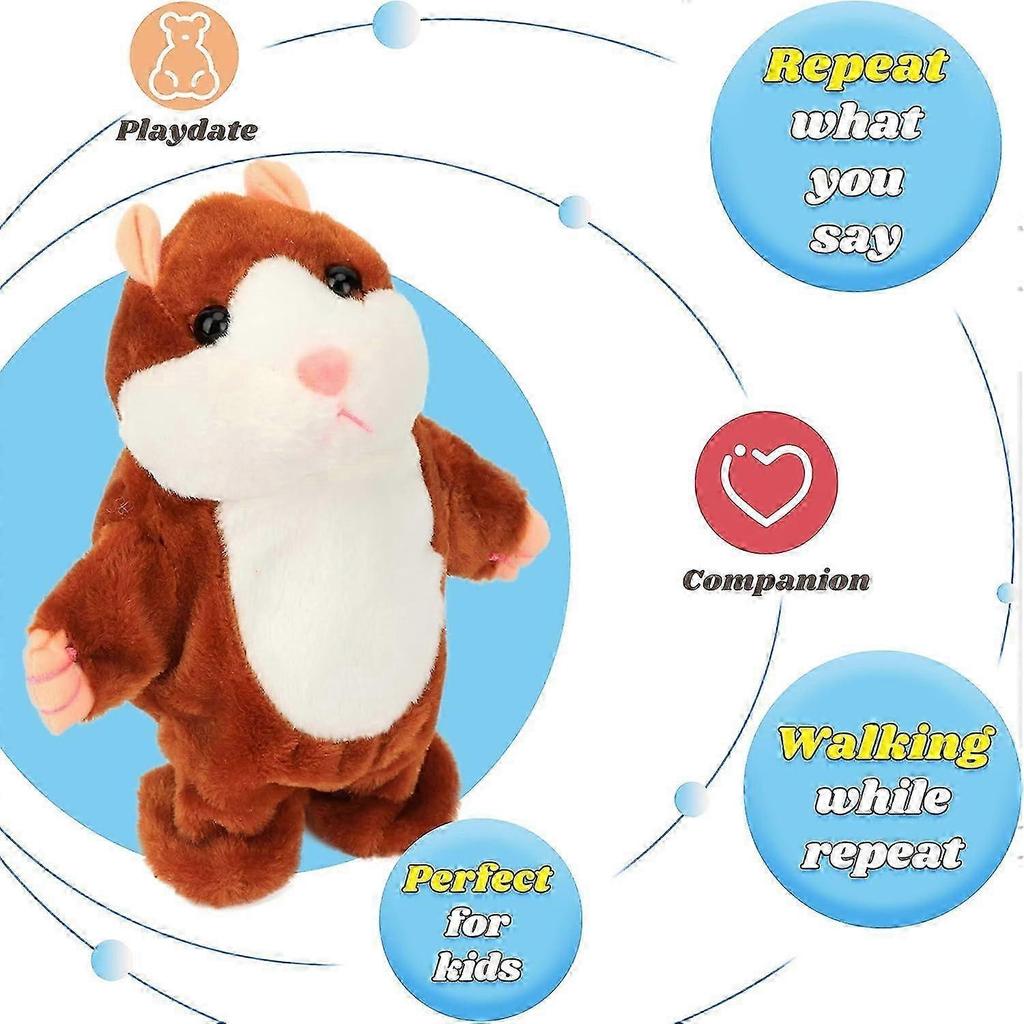 Talking Hamster Repeats What You Say Walking Guinea Pig Electric Interactive Animated Toy Speaking Plush Buddy Gift for Toddlers Birthday, 8'