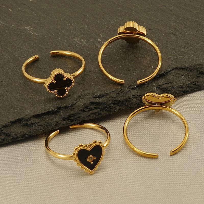 Titanium Steel Four-leaf Clover Love Ring Fashionable Versatile Commuter Simple Women's Ring