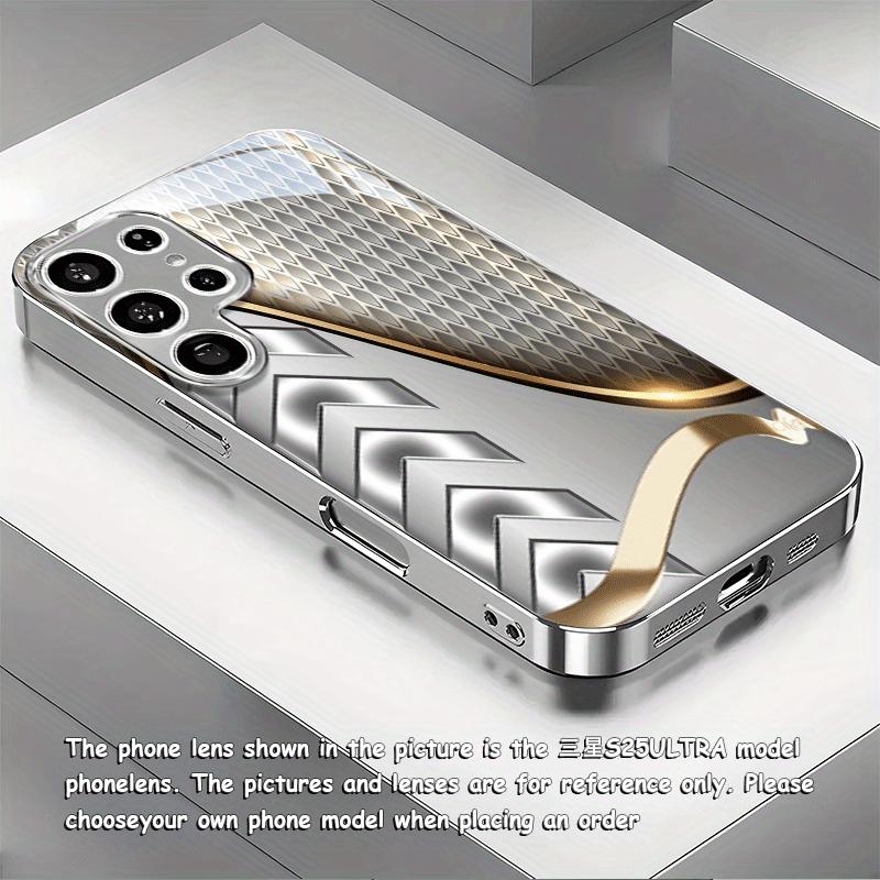 Custodia Rigida per Telefono in Vetro Metallico con Motivo Curvo Adatta per Samsung Galaxy S26 S25 S24 S22 S21 S20 FE/Ultra/Plus