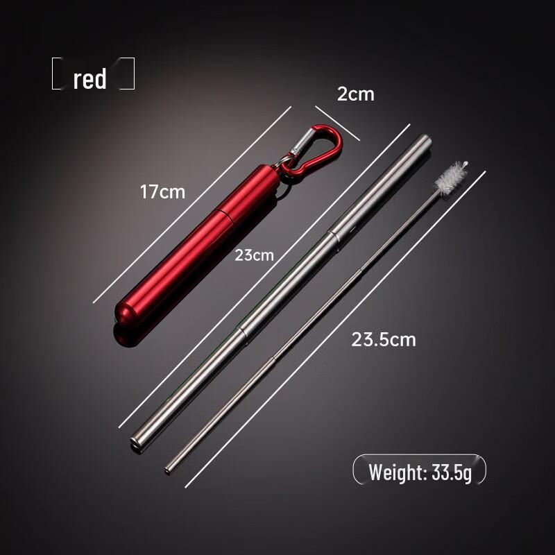 ZISIZ Telescopic Reusable Straw Set with Carabiner and Aluminum Case