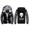 Elegant Punisher Unisex Skull Winter Fleece Jacket Coat With Plush Warm Hoodie