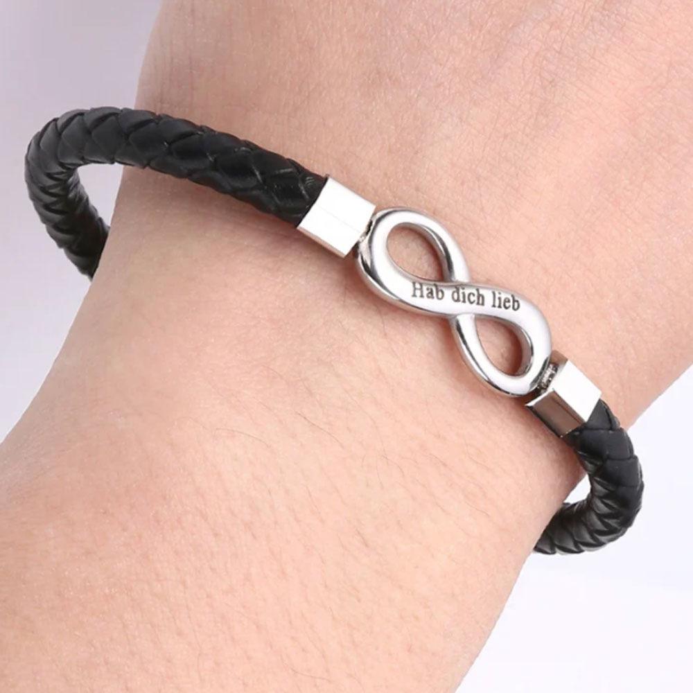 Engraved Stainless Steel Leather Bracelet with Magnetic Clasp – 'To My Man' Gift Set