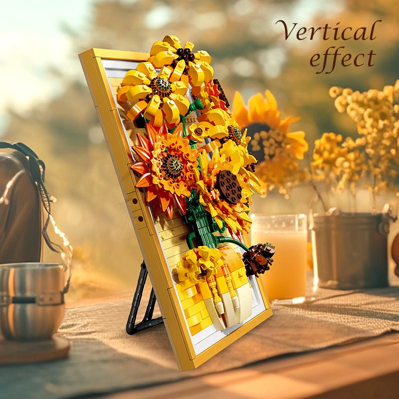 Sunflower Art 3D Model Building Blocks Decor DIY 3D Artistic Beauty, Ideal Indoor Creative Decoration with Memorial Significance