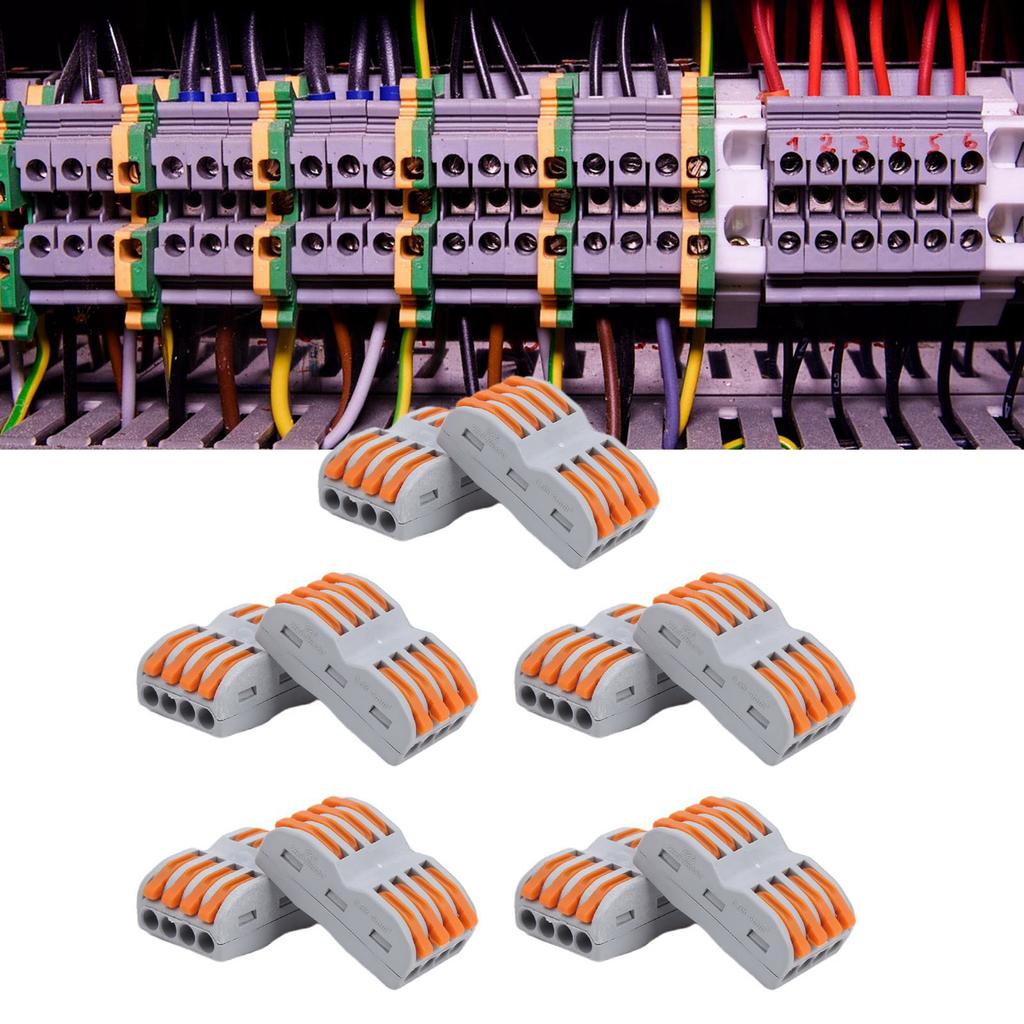 10Pcs Compact Wire Connectors Lever Nut Terminal Block SPL‑4 Quick Connect Splice Type