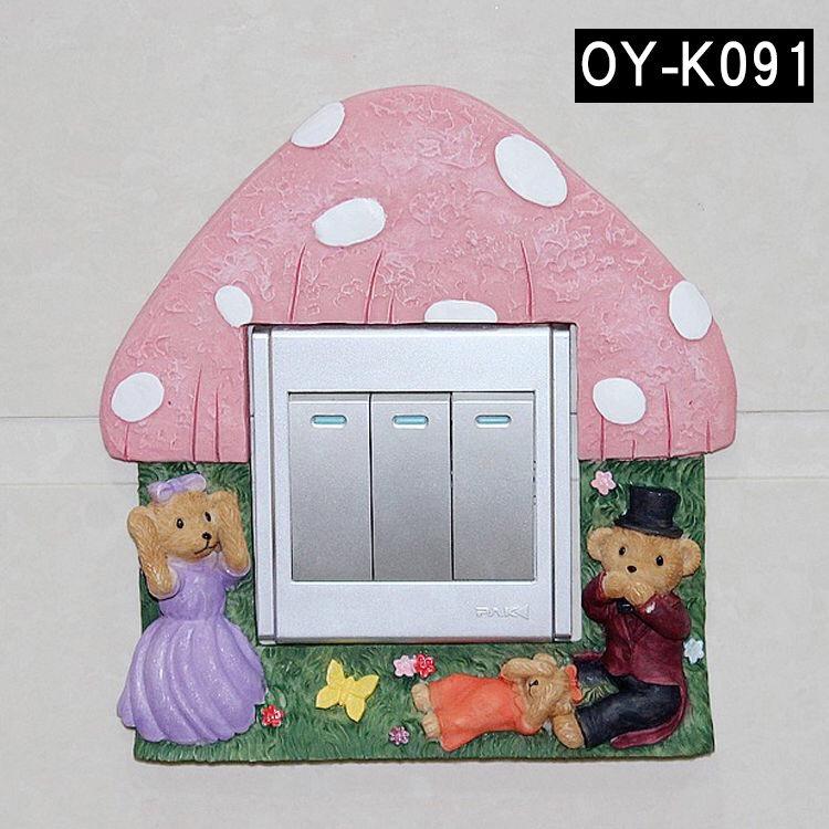 Creative Resin 3D Switch Stickers Living Room and Bedroom Wall Cartoon Switch Wall Stickers Decoration Protector Cover DIY