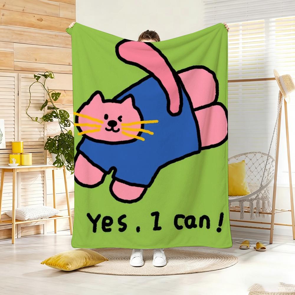 Cartoon style C-Cartoon Cute Animals Throw Lightweight 240g Flannel Blanket Soft Skin-friendly for Summer Cooling