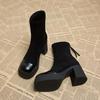 Martin boots women's high heels 2025 autumn and winter new platform short boots thick heel elastic boots temperament increased thin boots
