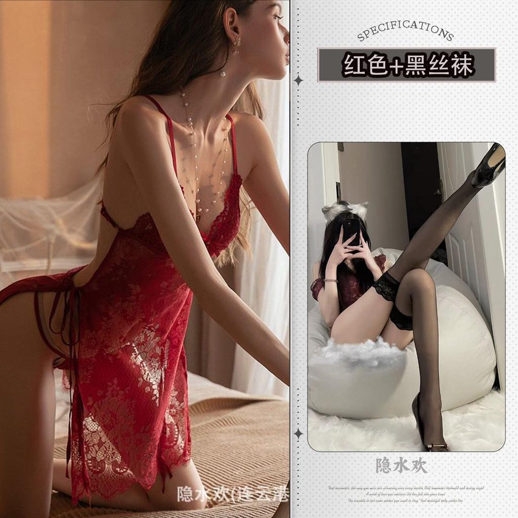 Sexy lingerie lace temptation small chest shows big passion suit perspective suspender skirt backless bra pure desire
