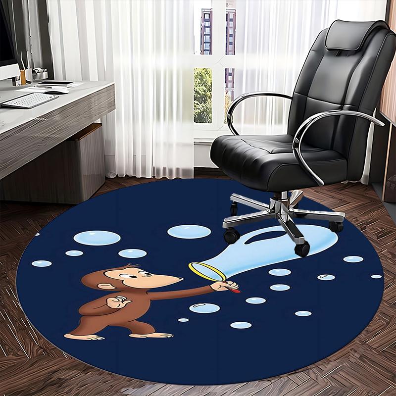 Curious George,Bubbles Chair mat Round Rug Office carpet, Non slip, Suitable for Living Rooms, Bedrooms,Decor1205808a