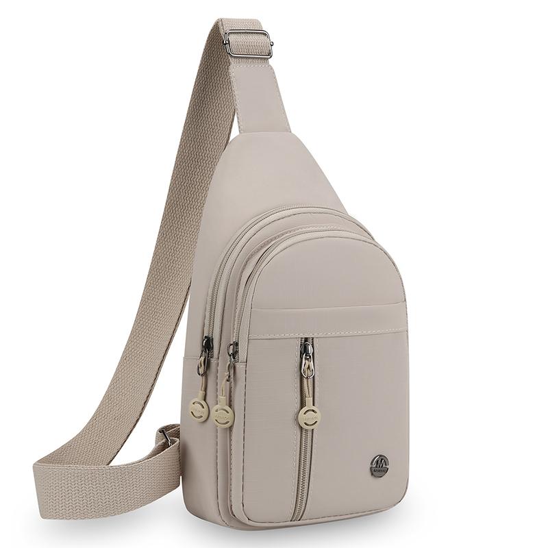 Damen-Brusttasche mit mehreren Reißverschlusstaschen und verstellbarem Riemen