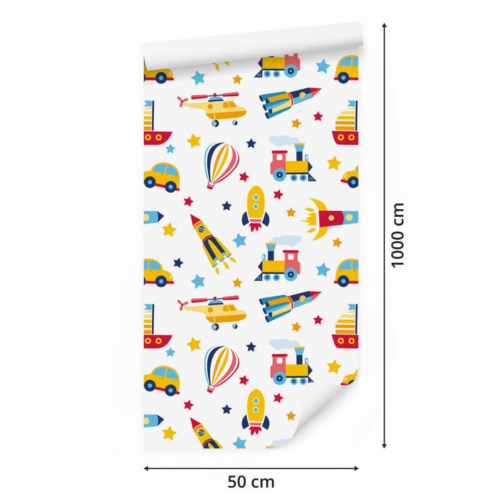 Wallpaper Balloons cars and helicopters for living room and bedroom 50x1000