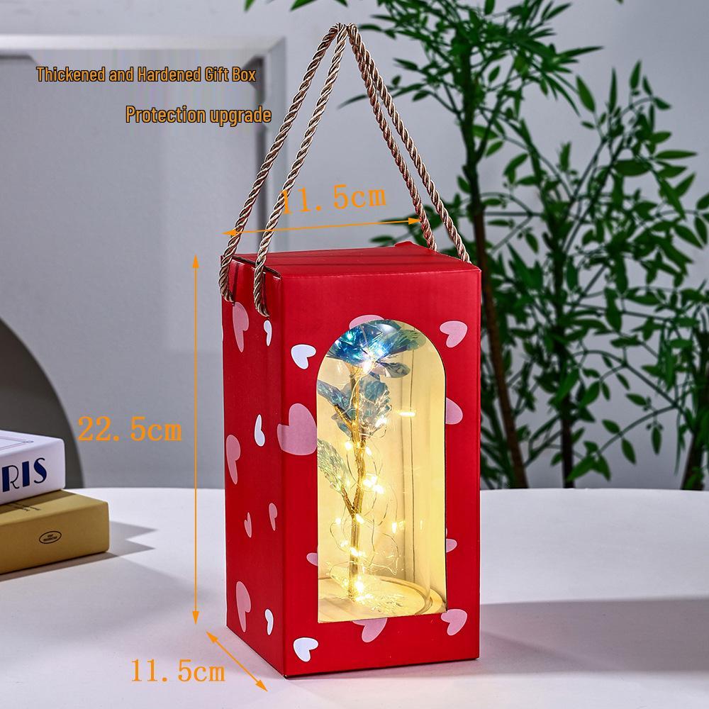 Gold Foil Rose with Glass Cover and Solid Wood Base - Creative Gift for Valentine's, Christmas, and Birthdays