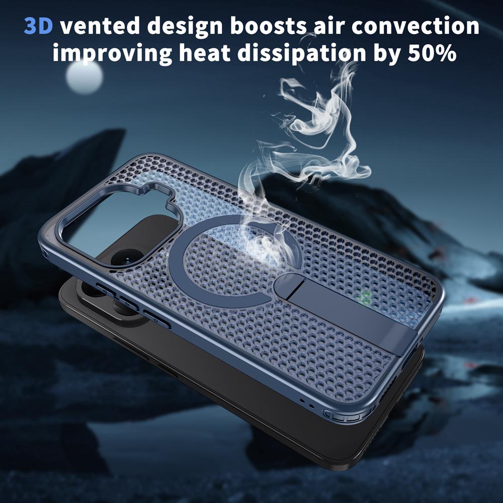 KEYSION Hollow Heat Dissipation Magnetic Case for Xiaomi 17T Pro 5G Cooling Hide Stand Shockproof Phone Cover for Xiaomi 17T 5G