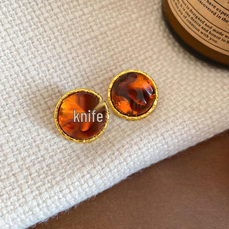 Geometric Leopard Print Heart Flower Stud Earrings - Retro & Versatile Luxury for Women