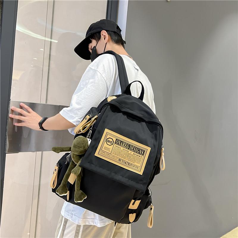 Large Capacity Schoolbag Male Korean Version Harajuku College Student Junior High School Backpack Trendy Cool Hong Kong Style Backpack