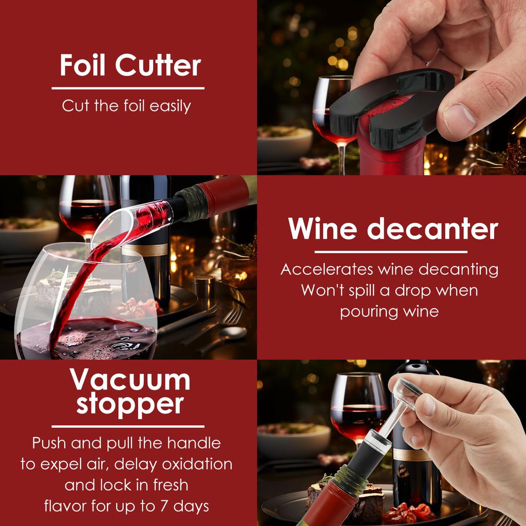 Electric Wine Opener Gift Automatic Corkscrew With Foil Cutter One-click Button Battery Bottle Opener For Kitchen Corkscrew Open