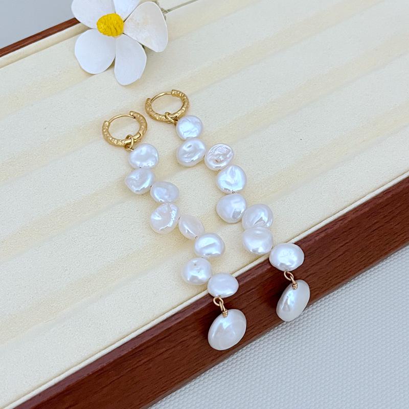 Elegant Baroque Freshwater Pearl Detachable Long Earrings