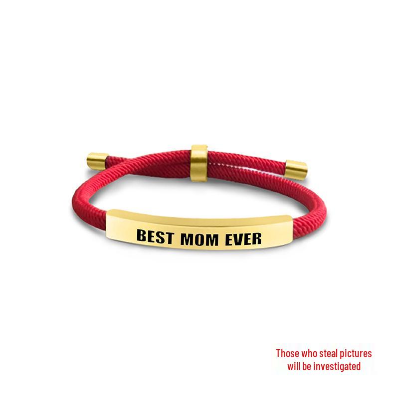 Multi-color Woven Rope Bracelet with Engraved Stainless Steel for Mother's Day or Christmas Gift