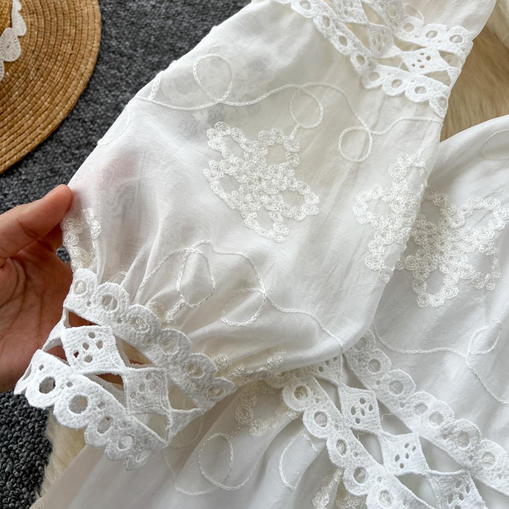 Jarní podzimní dámské společenské košilové šaty s květinovou krajkou