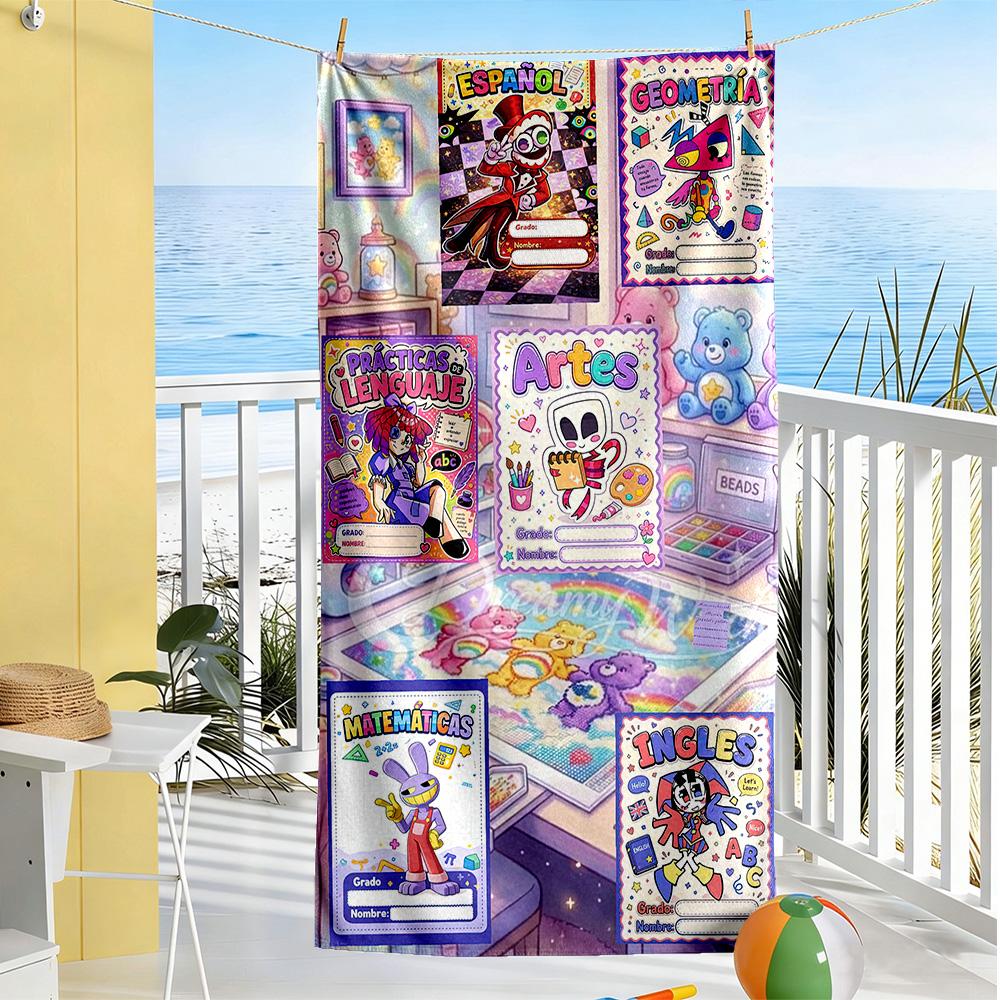 Digital Circus Beach Towel Soft Durable Quick-Dry Comfortable Lightweight Suitable for Sports, Travel, Swimming, Yoga, Bathroom, Beach, And Pool
