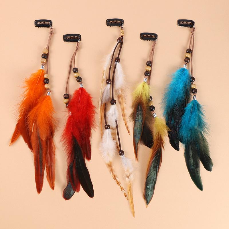 Bohemian Feather Hairband Women'S Festive Masquerade Carnival Hippies Costume Indian Prom Gypsy Long Tassel Hair Accessories