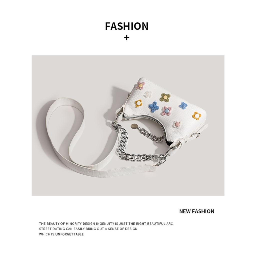Flower Baguette Bag, High-end Texture, Niche Underarm Messenger Bag For Women