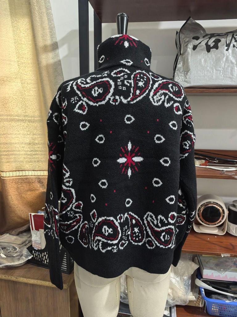 2025 Autumn/Winter Women's High-End Stand Collar Slim Fit Cardigan Sweater