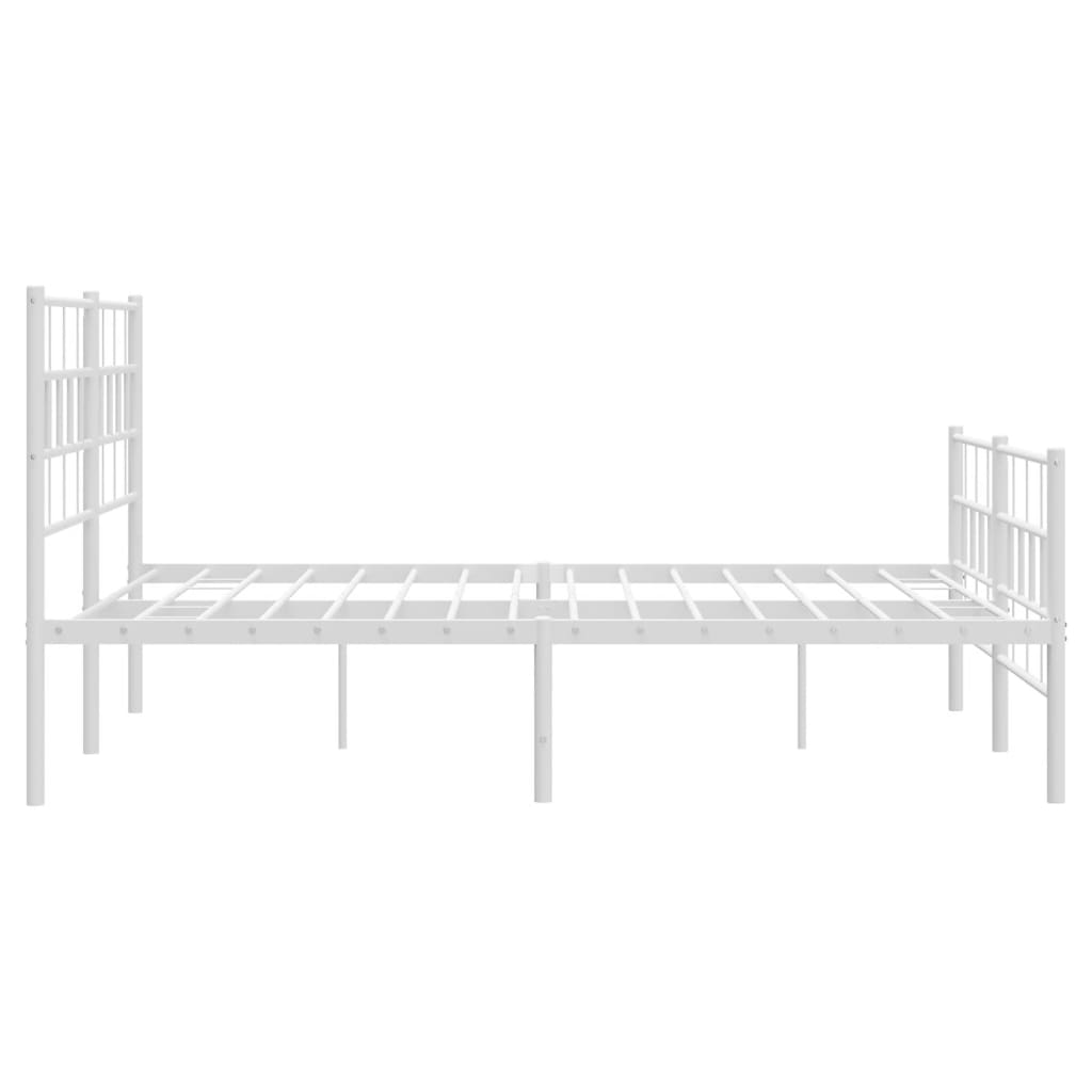 Metal Bed Frame with Headboard and Footboard White 140 x 190 cm