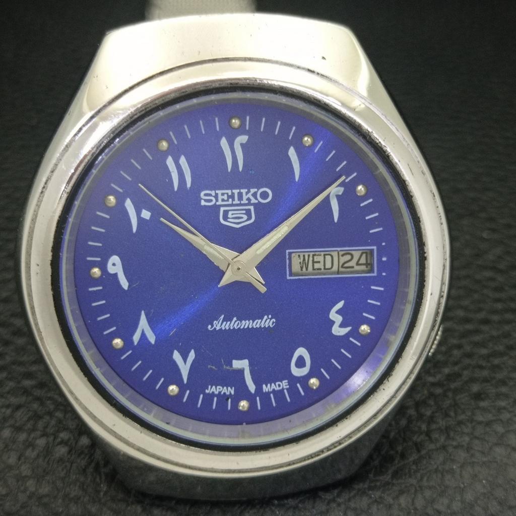 SEIKO 5 AUTOMATIC VINTAGE 7009A JAPAN MENS ARABIC BLUE DIAL WATCH a702116-5 R208-a702116