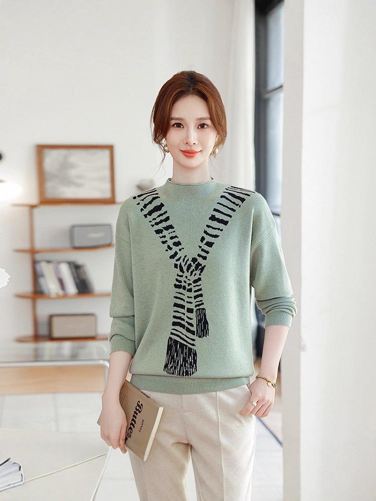 Korean Style Retro Wool Slim Fit Sweater for Women - Autumn/Winter Versatile Base Layer