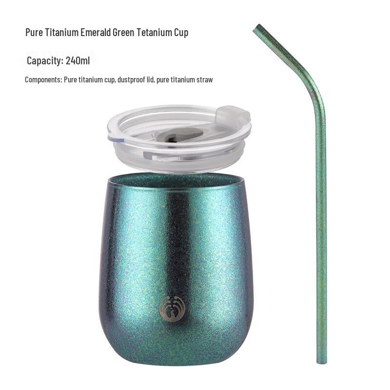 OEING Double-Layer Egg-Shaped Cup with Lid & Straw