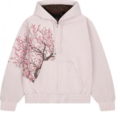 Sweat à capuche oversize pour femme avec impression numérique 3D Fermeture éclair sur le devant Coupe ample Manches longues Haut décontracté