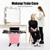 Professional Wheeled Makeup Storage Case, Large Train Case for Makeup Artists, W/4 Makeup/hairdressing Organizing Trays (pink)
