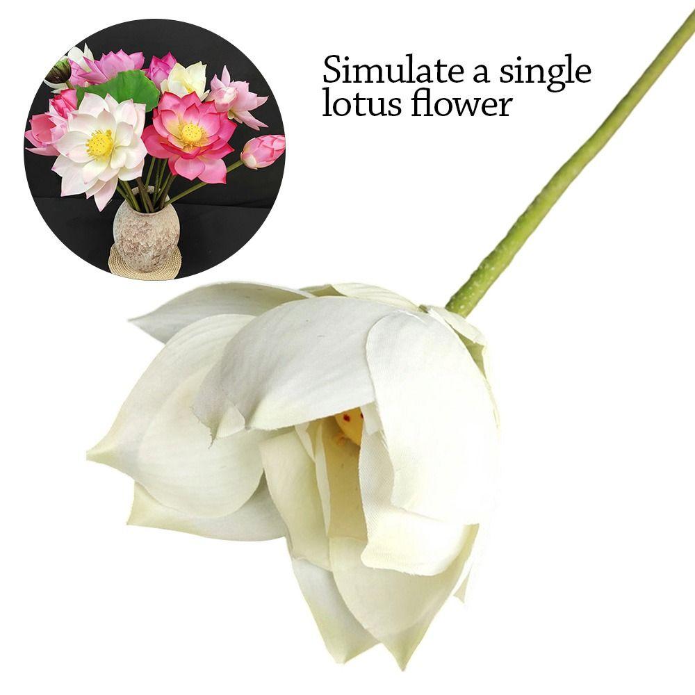 Long Stem Simulation Lotus Flower Green Plant Faux Flower  Floral Arrangement
