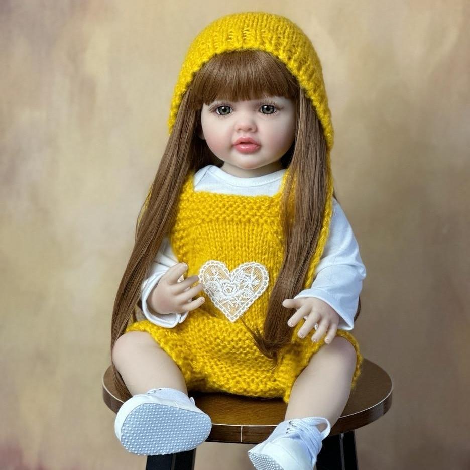 BZDOLL 55 CM celosilikonové tělo znovuzrozené miminko krásná holčička panenka realistická princezna batole Bebe