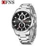 OFNS Cross-Border Men's Multifunctional Luminous Watch with Calendar and Sunburst Dial, Three Eyes, Six Hands, Waterproof.