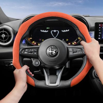 Lämplig för Premium Mocka Snap-On Rattöverdrag, Halkfri och Hållbar Giulia 952 Stelvio 949 147 Mito Giulietta Tonale