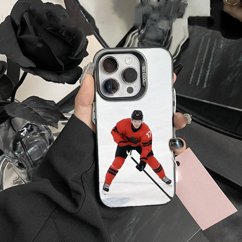 Custodia per Telefono Macklin Celebrini San Jose Sharks per iPhone 17,16,15,14,13,12,Pro MAX Nera Opaca Cover Antiurto