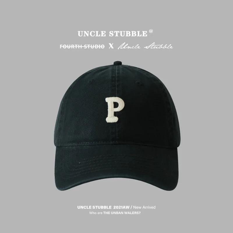Letter P Embroidered hats Baseball Caps for Men and Woman's Adjustable Casual Cotton Sun Hats  Solid Color Visor Hats