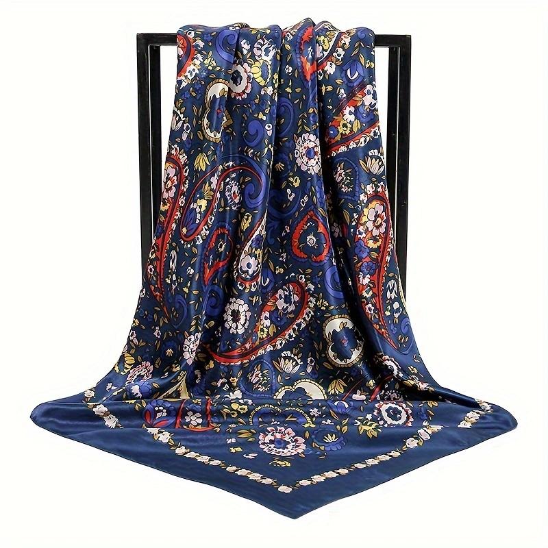 1Pcs 90Cm Cashew Pattern Silk Scarf Fashionable Bohemian Style Imitation Silk Elegant And Versatile Headscarf Scarf For Women