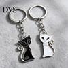 Alloy Key Ring 2Pcs Black White Cat Keychain for Backpacks, Oil Dripping Enamel Zinc Holder Kitten Ring, Metal Bag Schoolbag Charm Decoration