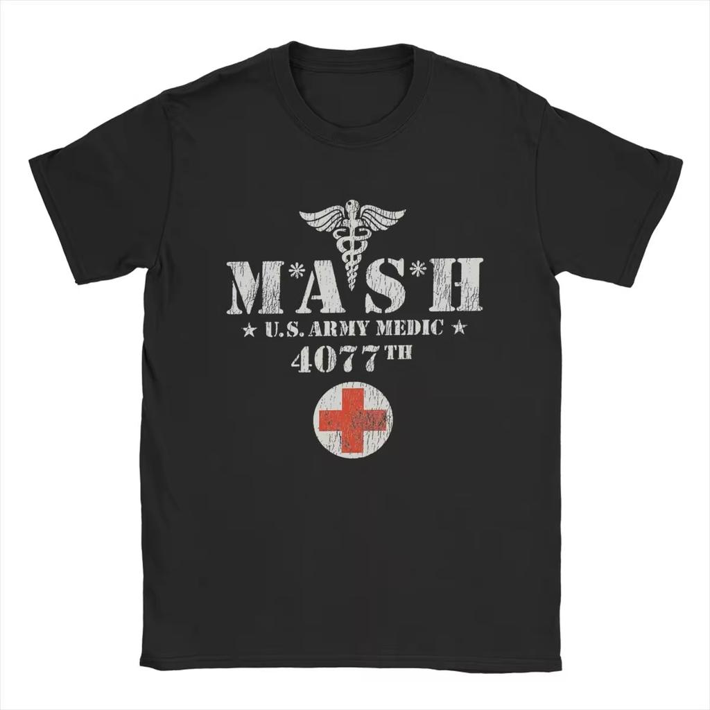Mash 4077 Summer Oversized Round Neck Harajuku Retro Fashion Mens Short Sleeve Tees High Quality Casual Funny Cotton Men Tops