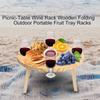 Camping Small Table Fruit Red Wine Camping Wooden Tray Dinner Plate Folding Round Wine Table Outdoor Fireplace Wooden Tray