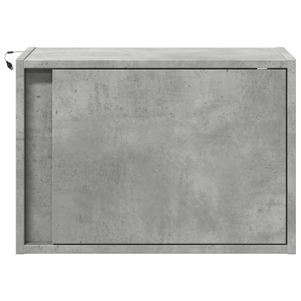 Wall Mounted Nightstand with LED Lights Concrete Grey