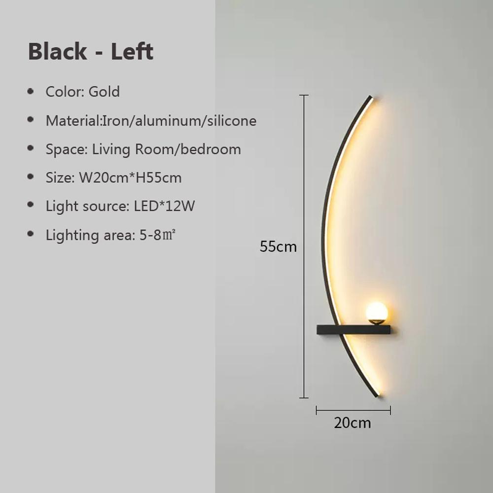 Modern LED Wall Lamp Moon Symmetry Black For Living Room Bedroom Bedside Corridor Hotel Indoor Decorative Lighting Fixtures